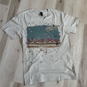 Gildan Cowboy Graphic Tee - White and Blue